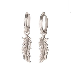 Silver feather drop earrings  origami  owl